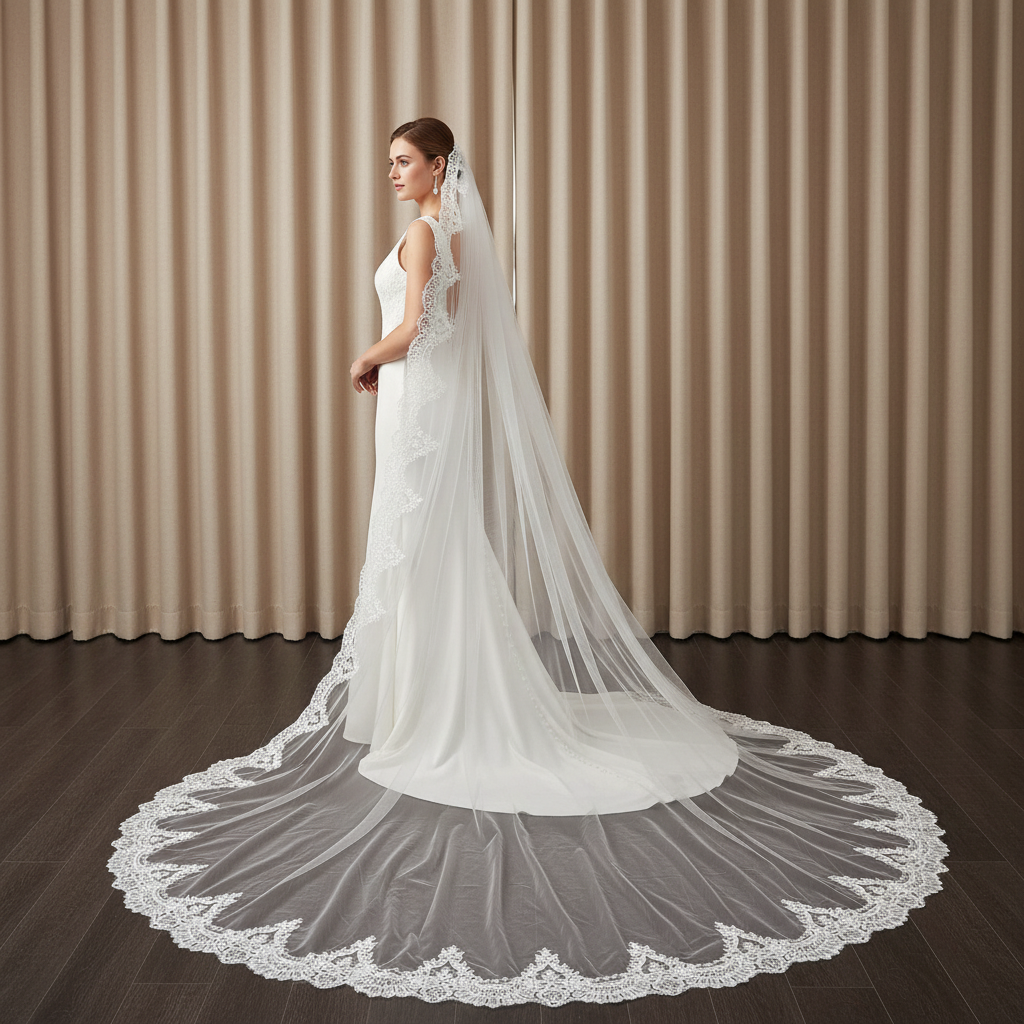 Lunar Ray Cathedral Wedding Veil with Comb