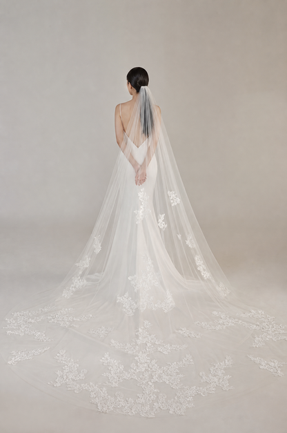 Cascade Floral Lace Cathedral wedding veil
