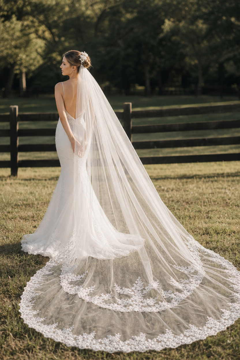 Orbit Lace Kathedralen-Hochzeitsschleier