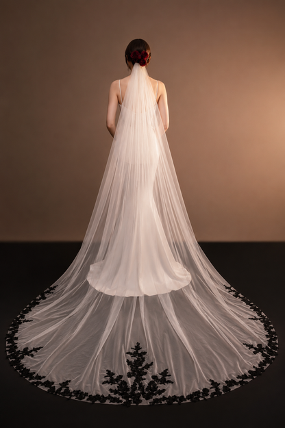 Raven Lace Cathedral Wedding Veil