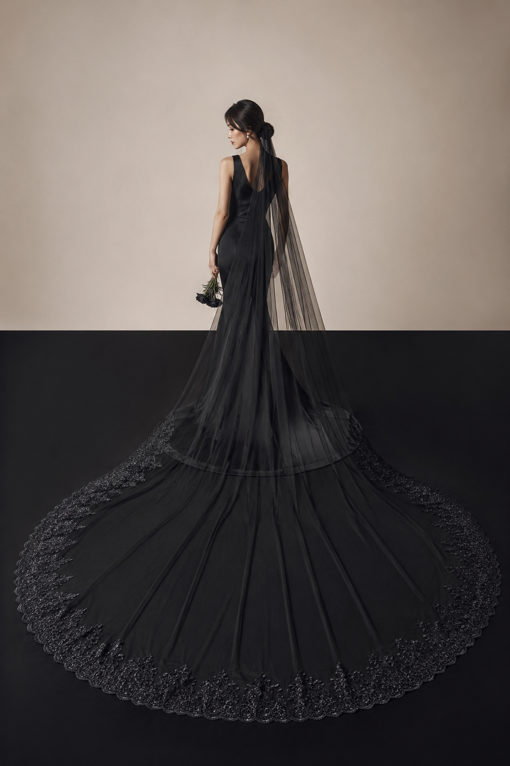 Schleier Noir Kathedralen-Hochzeitsschleier
