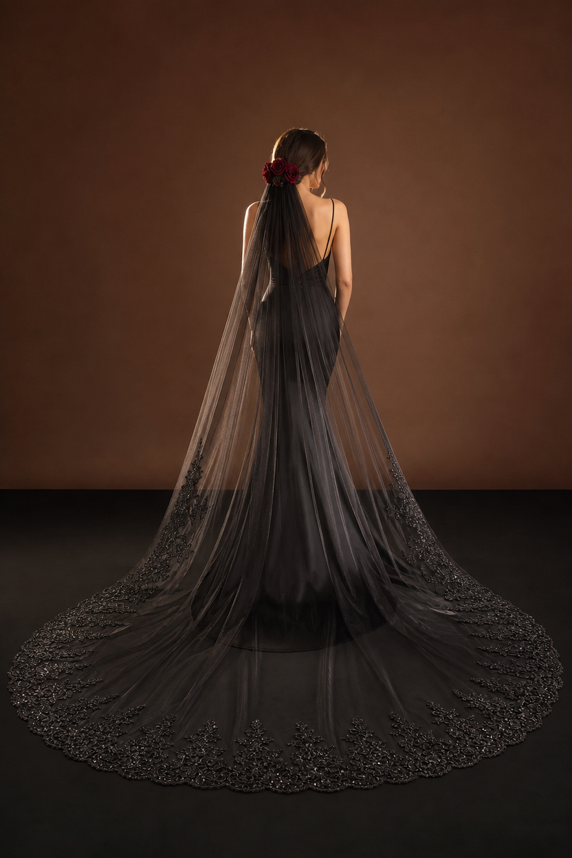 Schleier Noir Kathedralen-Hochzeitsschleier