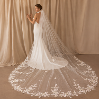 Blush Petal Cathedral Wedding Veil