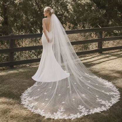 Blush Petal Cathedral Wedding Veil