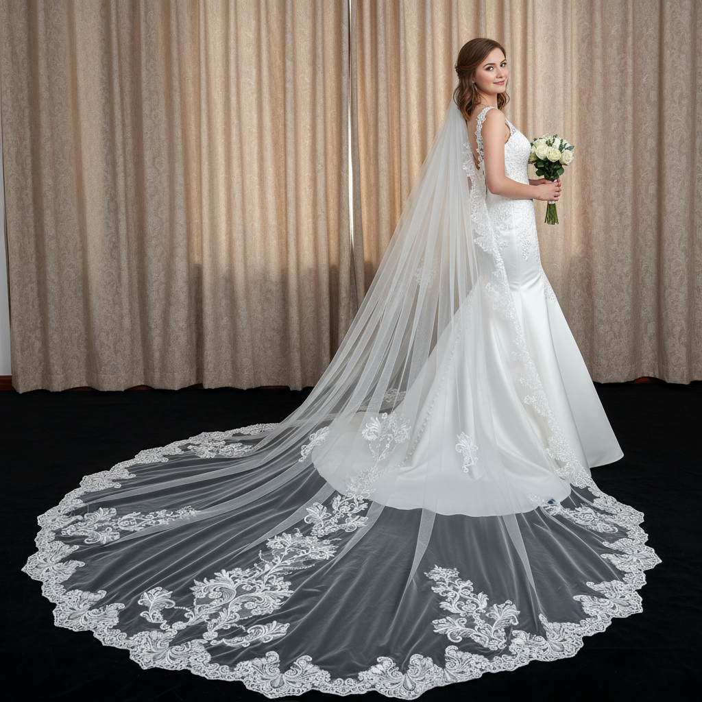 Celestial Bloom Cathedral Wedding Veil with Comb