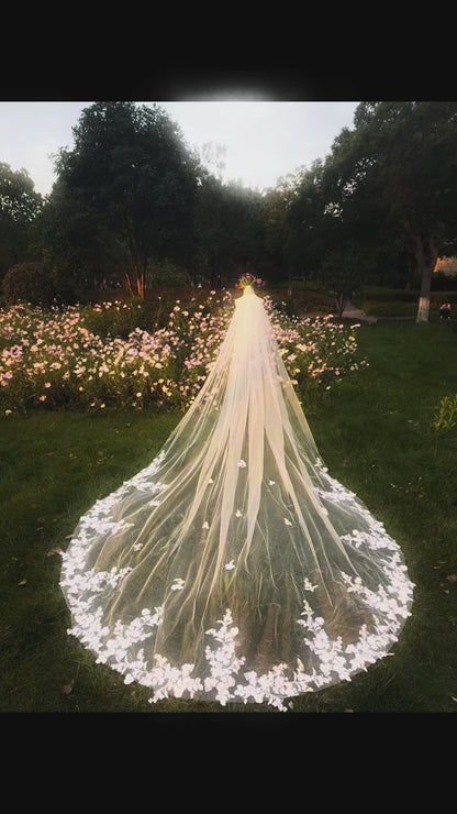 Blush Petal Cathedral Wedding Veil